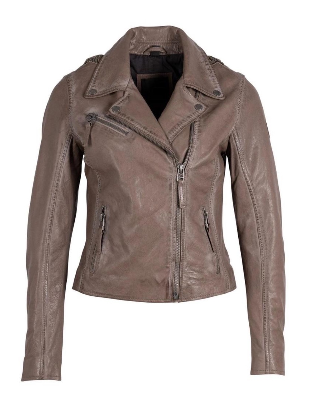 NWT FP Mauritius Christy RF Lamb Leather Moto Jacket Star Back Taupe US 8